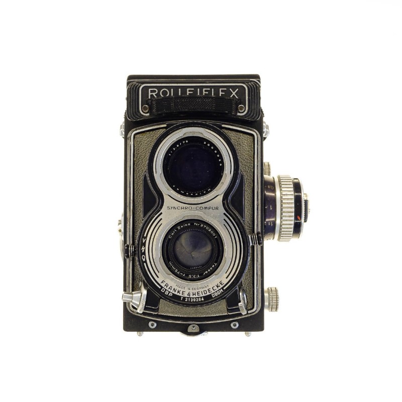 Rolleiflex TLR  lente Carl Zeiss Tessar 75mm f3.5 T Fotometro acoplado