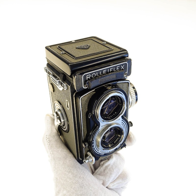Rolleiflex TLR  lente Carl Zeiss Tessar 75mm f3.5 T Fotometro acoplado